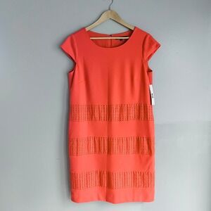 Preston & York Adrianna Dress Cayenne Orange Eyelet Sheath Womens 12 NWT